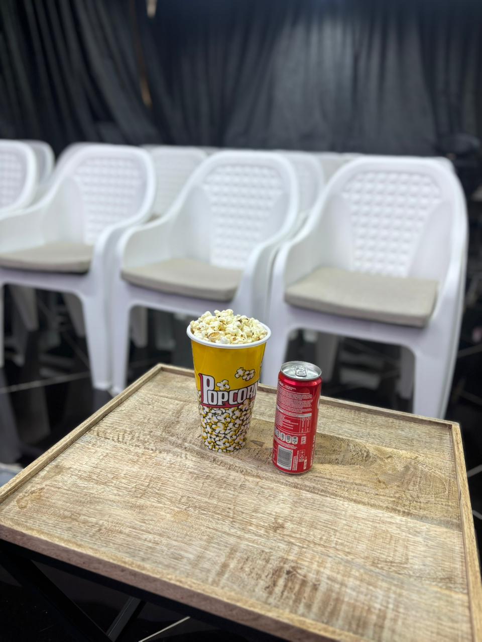 Children watching a documentary in a private cinema